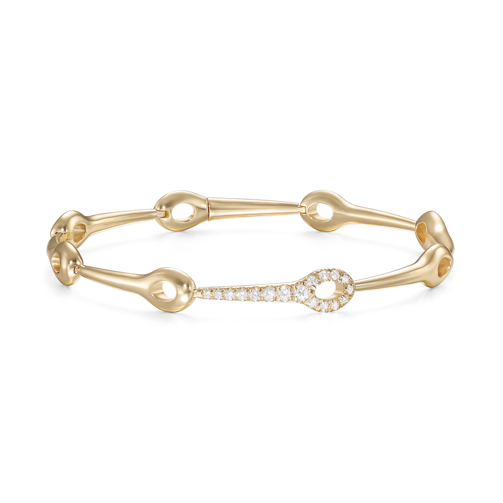 Melissa Kaye Lola Needle Link Bracelet In 18k Yellow Gold,diamonds