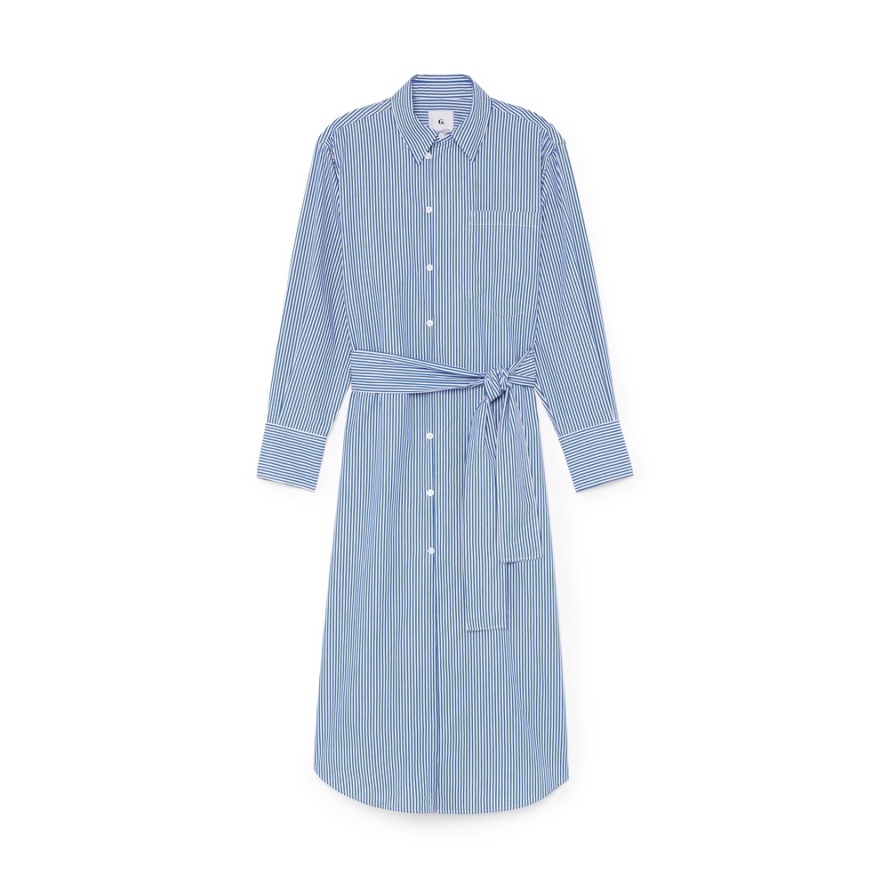 G. Label By Goop Patricia Striped Shirtdress In Blue,white Stripe