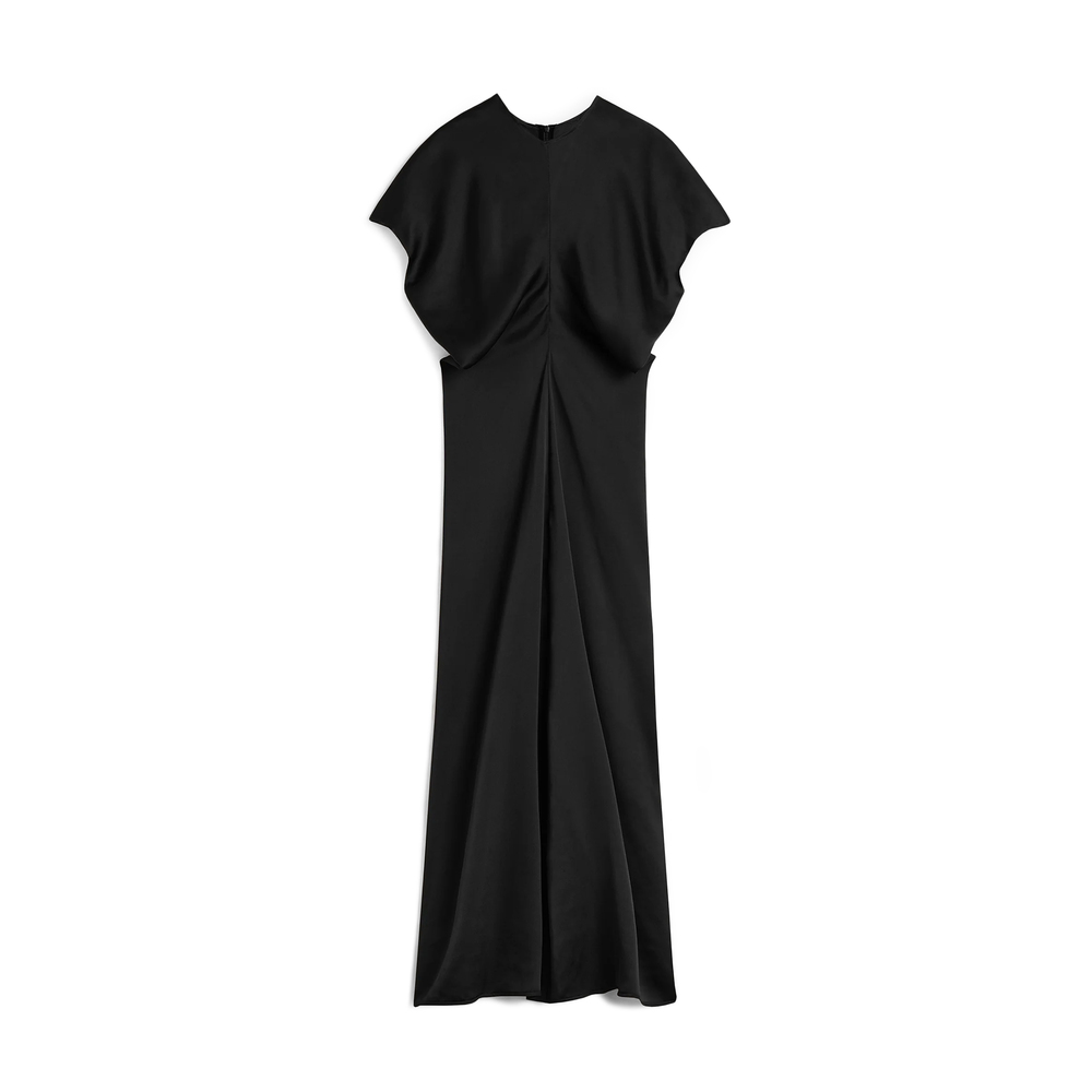 Totême Slouch Waist Viscose Midi Dress In Black 200