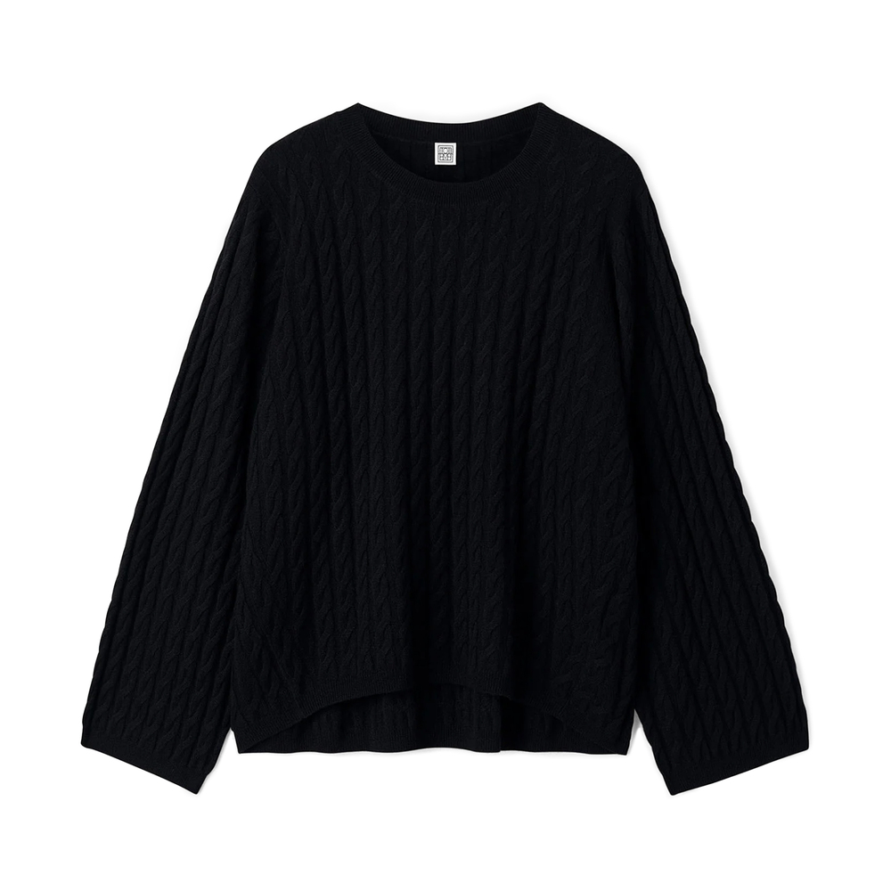 Totême Cashmere Cable-knit Sweater In Black 200