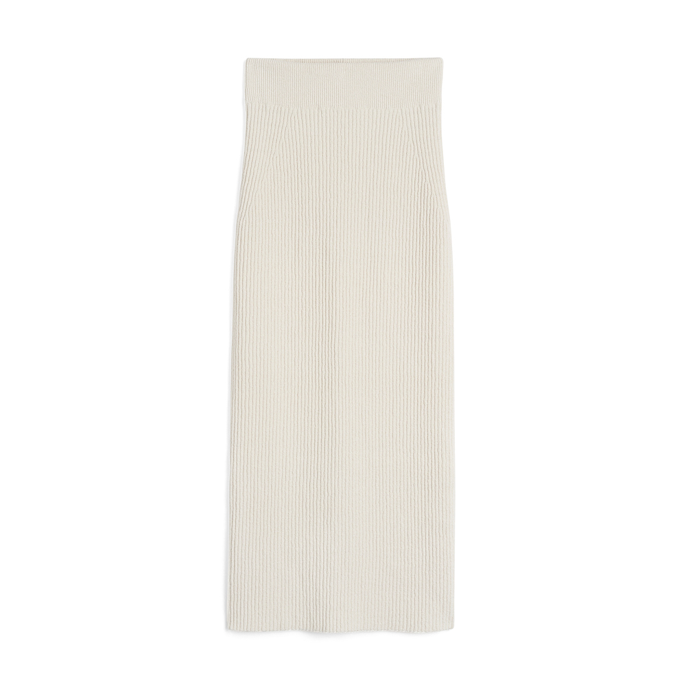 Totême Cotton-blend Ribbed Bouclé-knit Midi Skirt In Ecru
