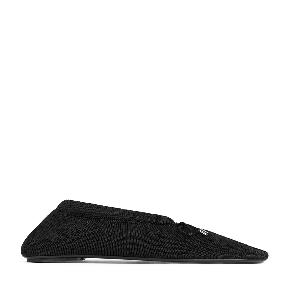 Shop Totême The Knitted Ballerina Flats In Black