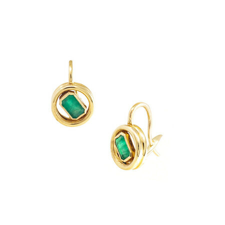 Shop Jenna Blake Shadow Earrings In 18k Yellow Gold,emerald