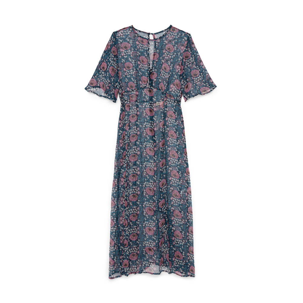 Natalie Martin Ramya Dress Vintage Flowers In Indigo - Size X-large In Vintage Flowers Indigo