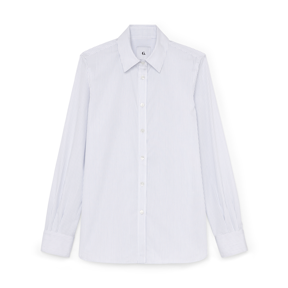 Shop G. Label By Goop Essential Button-down In White,blue Stripe