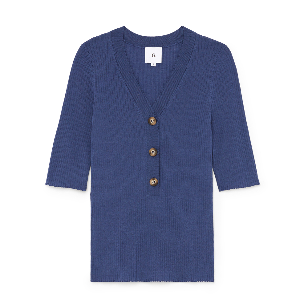 Shop G. Label By Goop Everyday Knit Henley In Denim