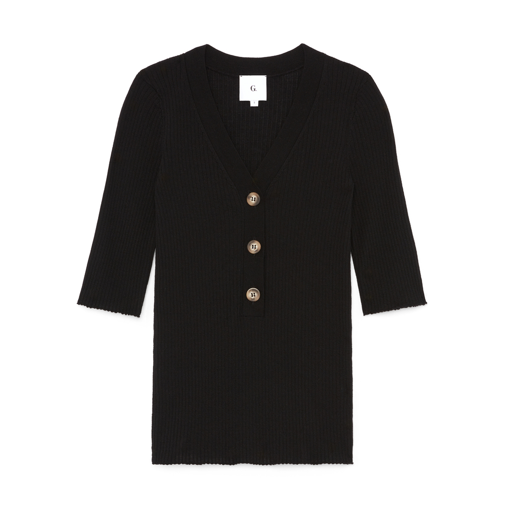 Shop G. Label By Goop Everyday Knit Henley In Black
