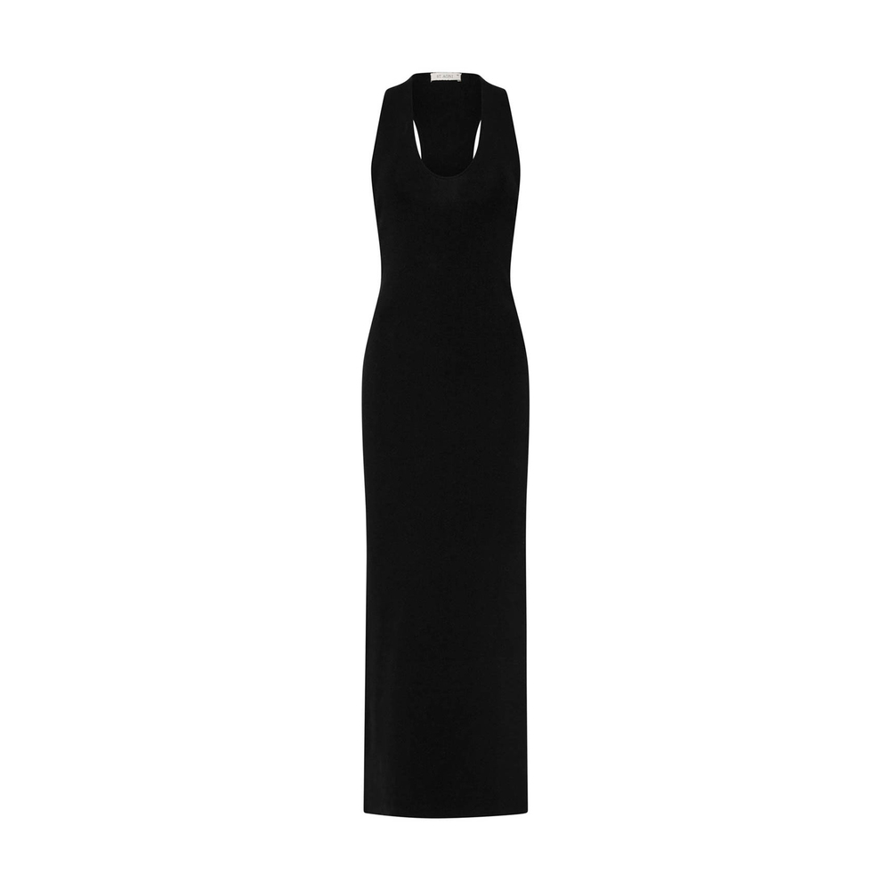 Shop St Agni Plunge-neck Knit Dress In Black