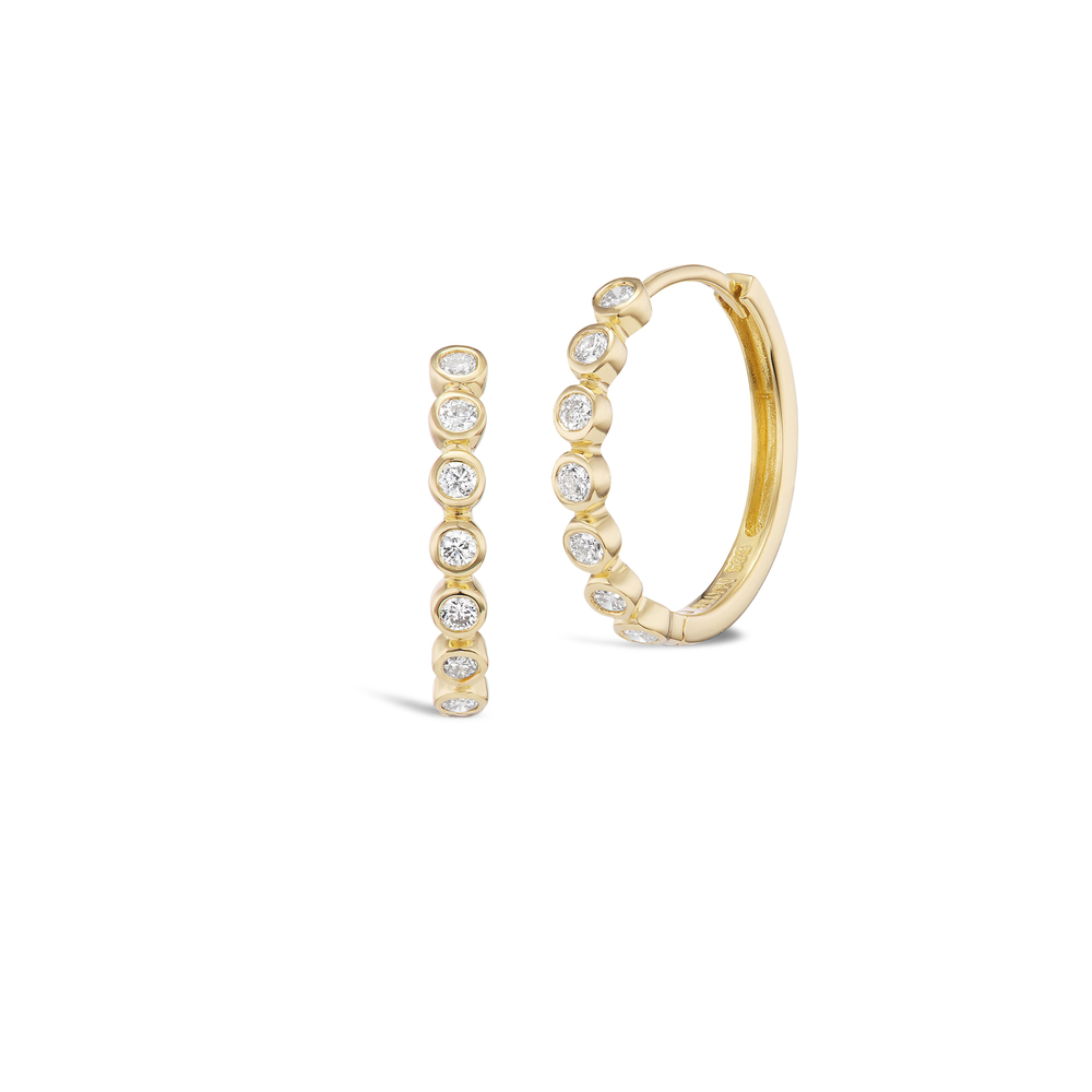 Shop Sophie Ratner 15mm Bezel Hoops Earring In 14k Yellow Gold,diamond