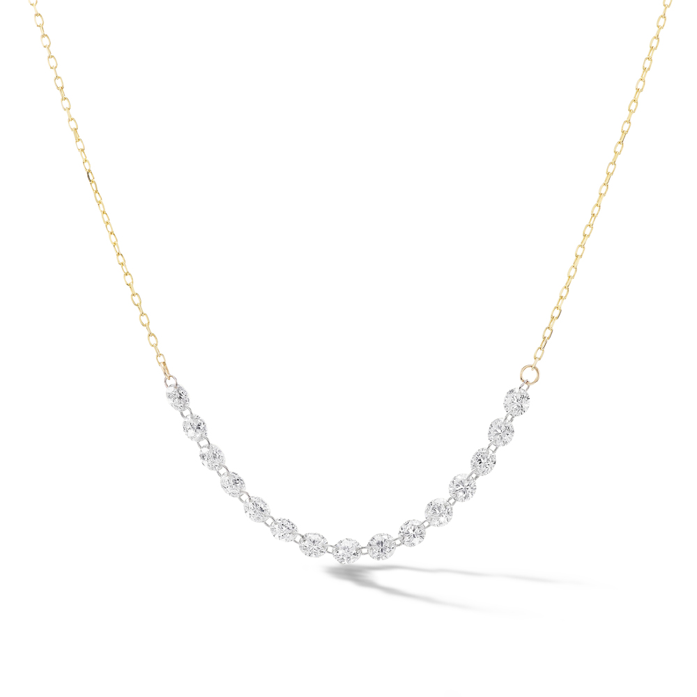 Shop Sophie Ratner Petite Pierced Tennis Necklace In 14k Yellow Gold,diamond