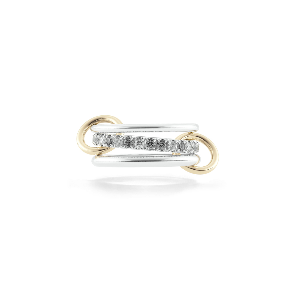 Spinelli Kilcollin Petunia Ring In Sterling Silver,yellow Gold,grey Diamonds