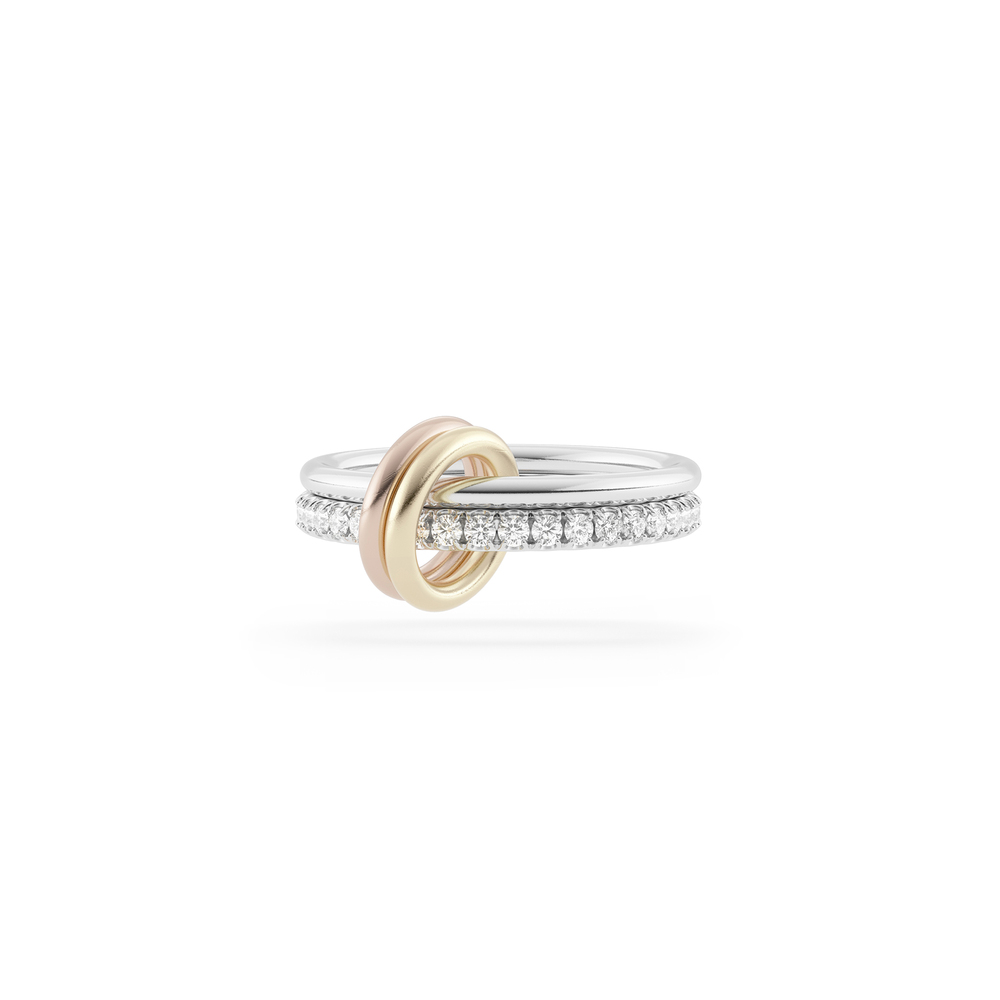 Shop Spinelli Kilcollin Marigold Ring In Sterling Silver,yellow Gold,grey Diamonds