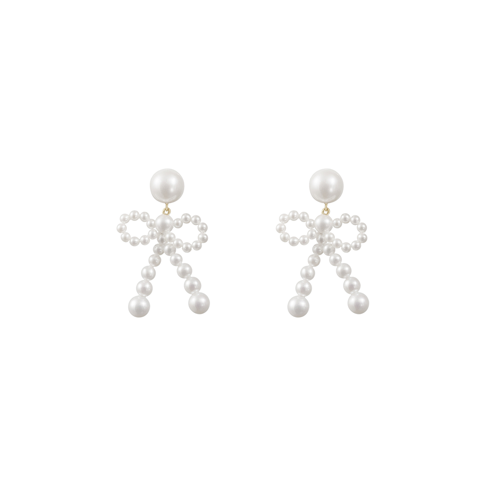 Sophie Bille Brahe Bow Earrings In 14k Recycled Yg,freshwater Pearls
