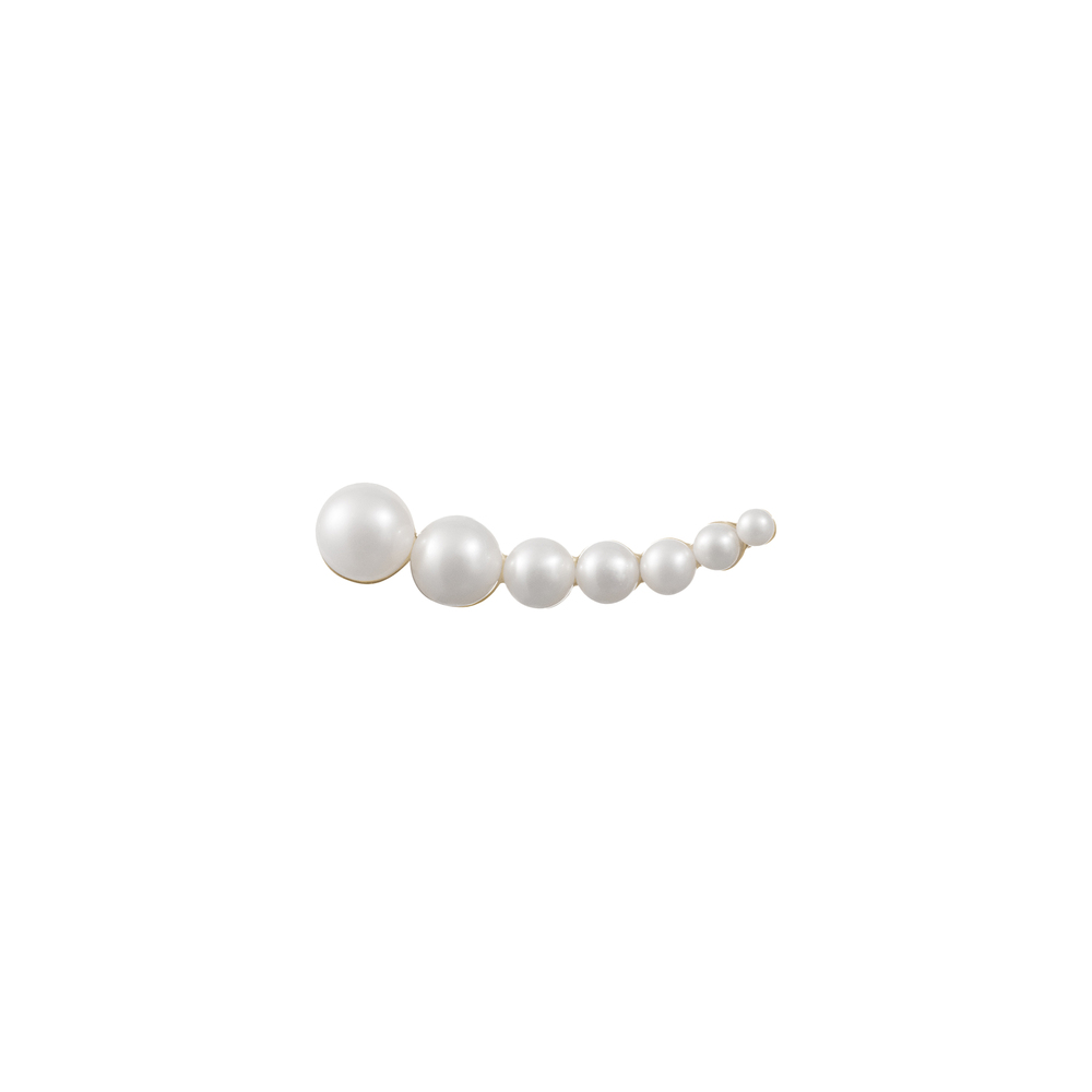 Sophie Bille Brahe Croissant Moon 14k Yellow Gold Pearl Left Earring In White