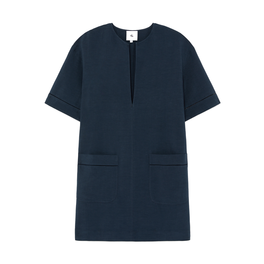 G. Label By Goop Mini Caftan Dress In Navy