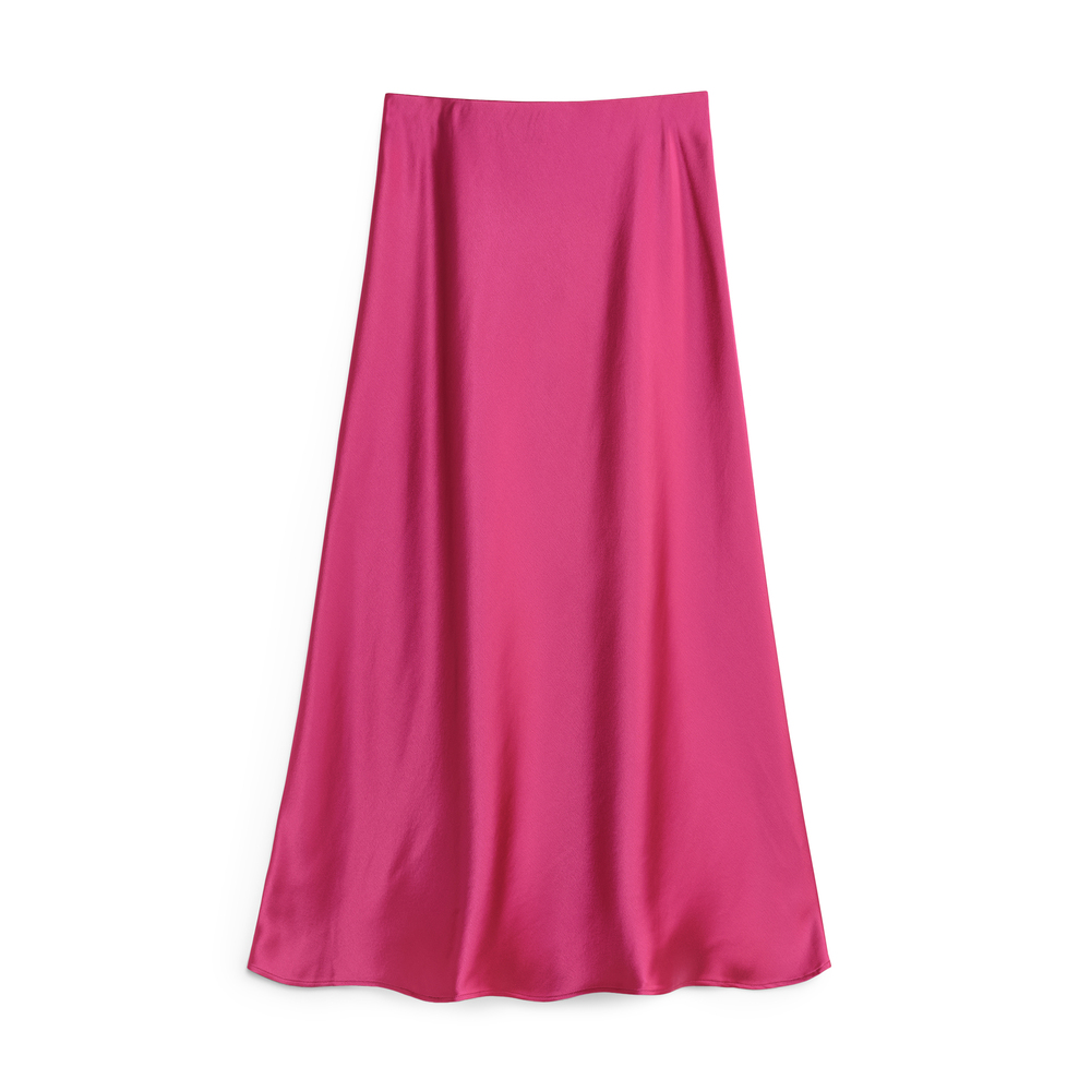 By Malene Birger Solid Color Satin Boshan Maxi Skirt In Wild Berries