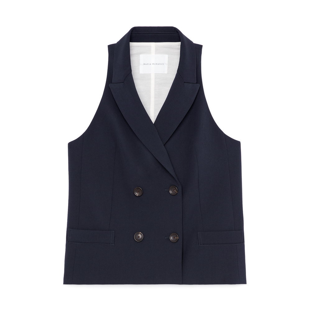 Maria Mcmanus Double-breasted Vest In Midnight Navy