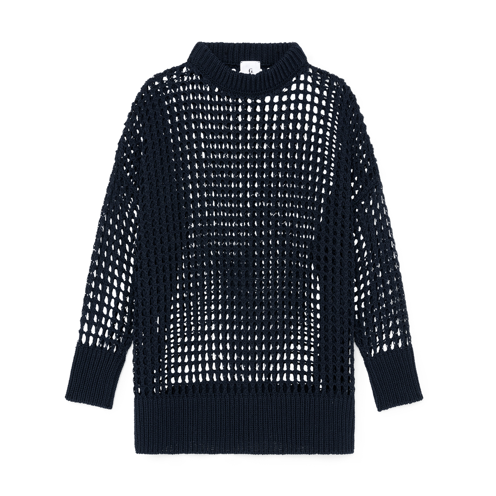 G. Label By Goop Open-weave Pullover In Navy