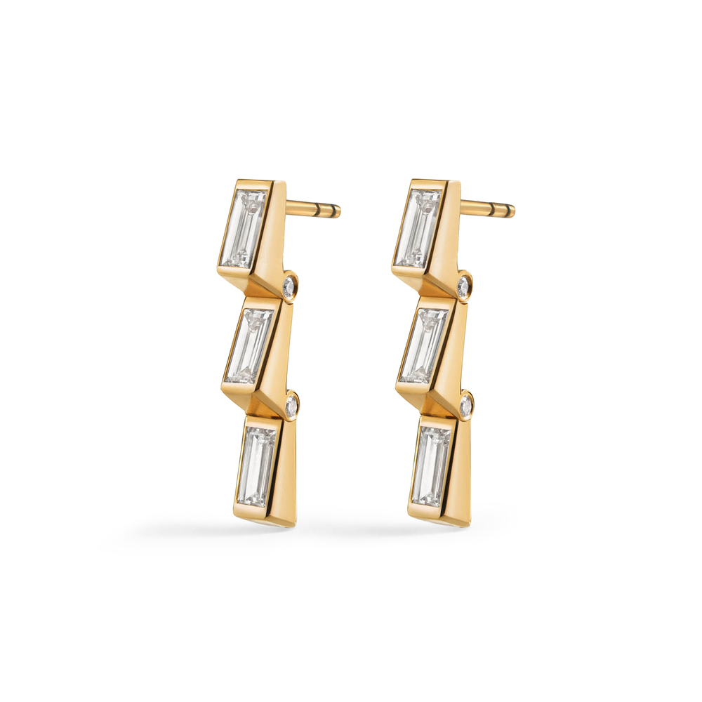 Erede Hinged Drop Earrings In 18ct Yellow Gold,diamond