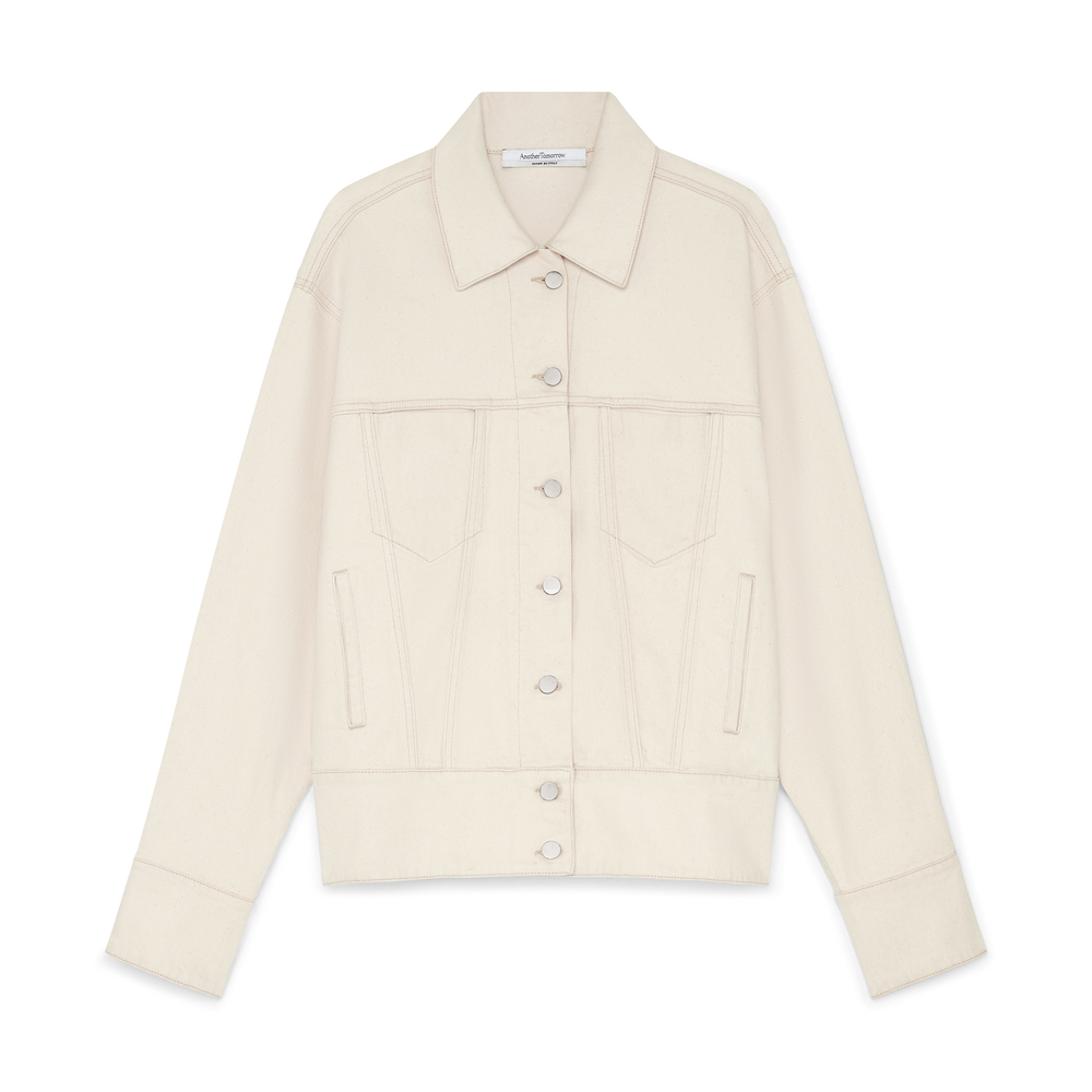 Another Tomorrow Oversized Denim Jacket Ecru In Ecru
