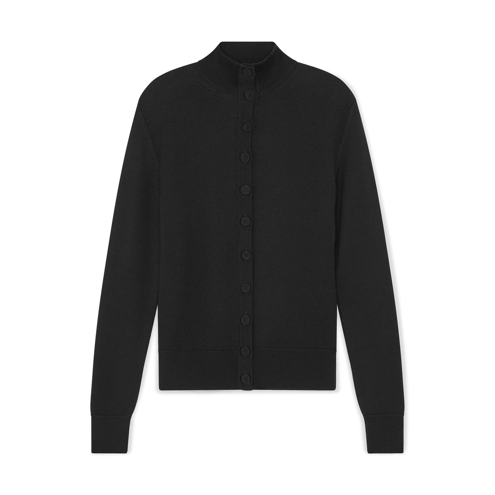 Shop Another Tomorrow Turtleneck Cardigan In Black
