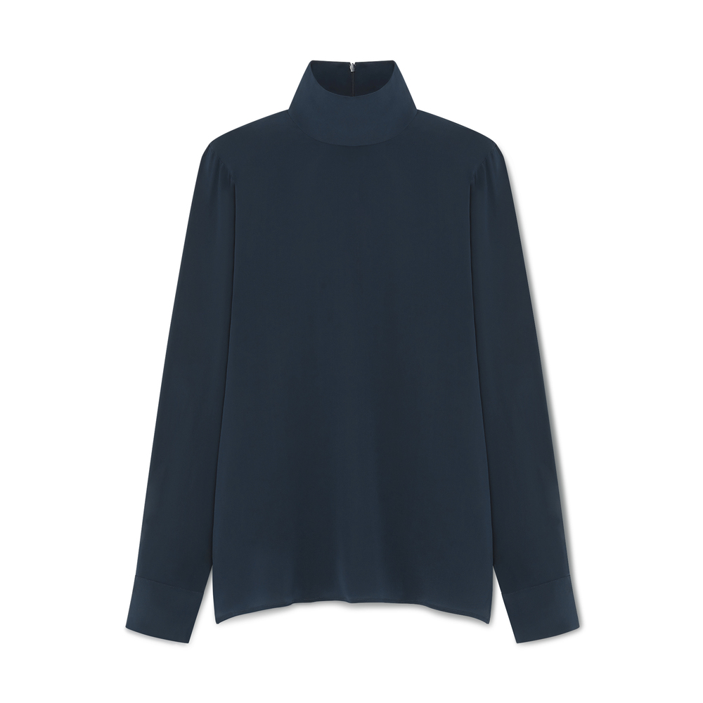 G. Label By Goop Silk Turtleneck In Navy
