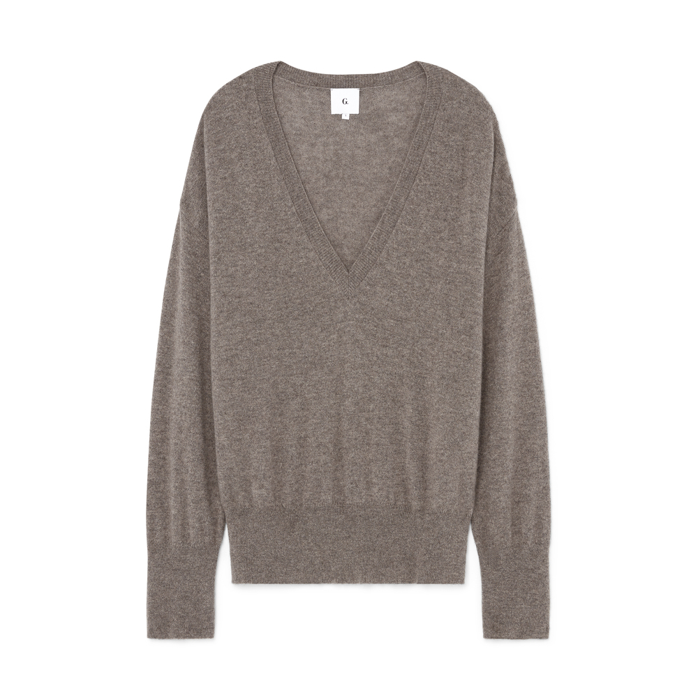 G. Label By Goop The Boyfriend V-neck Sweater In Tawney