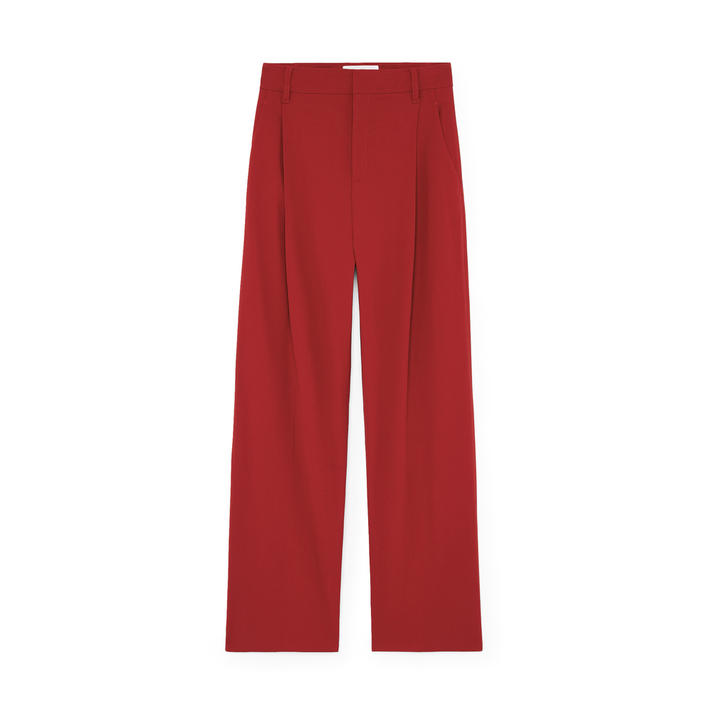 Maria Mcmanus Mid-rise Pleat-front Trouser In Hunting Red