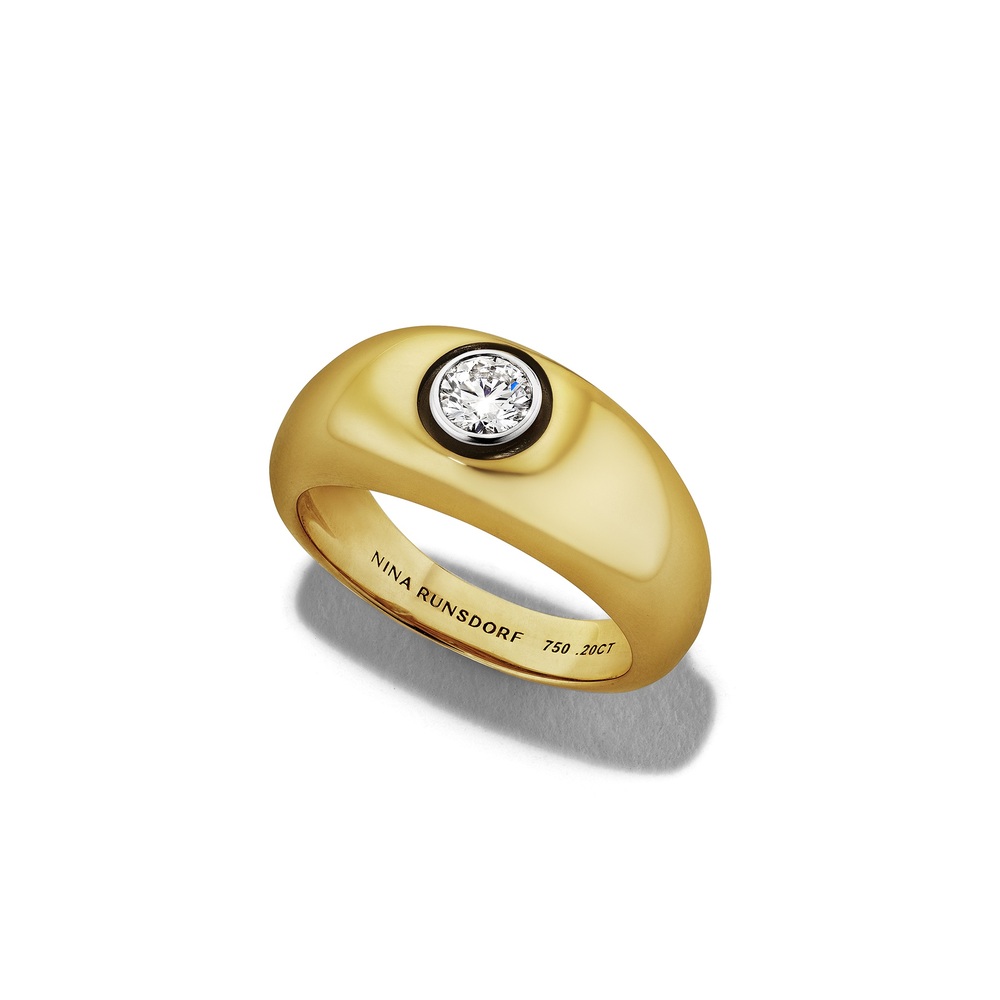 Nina Runsdorf Diamond All That Is Pinky Ring In 18k Yellow And White Gold,diamond