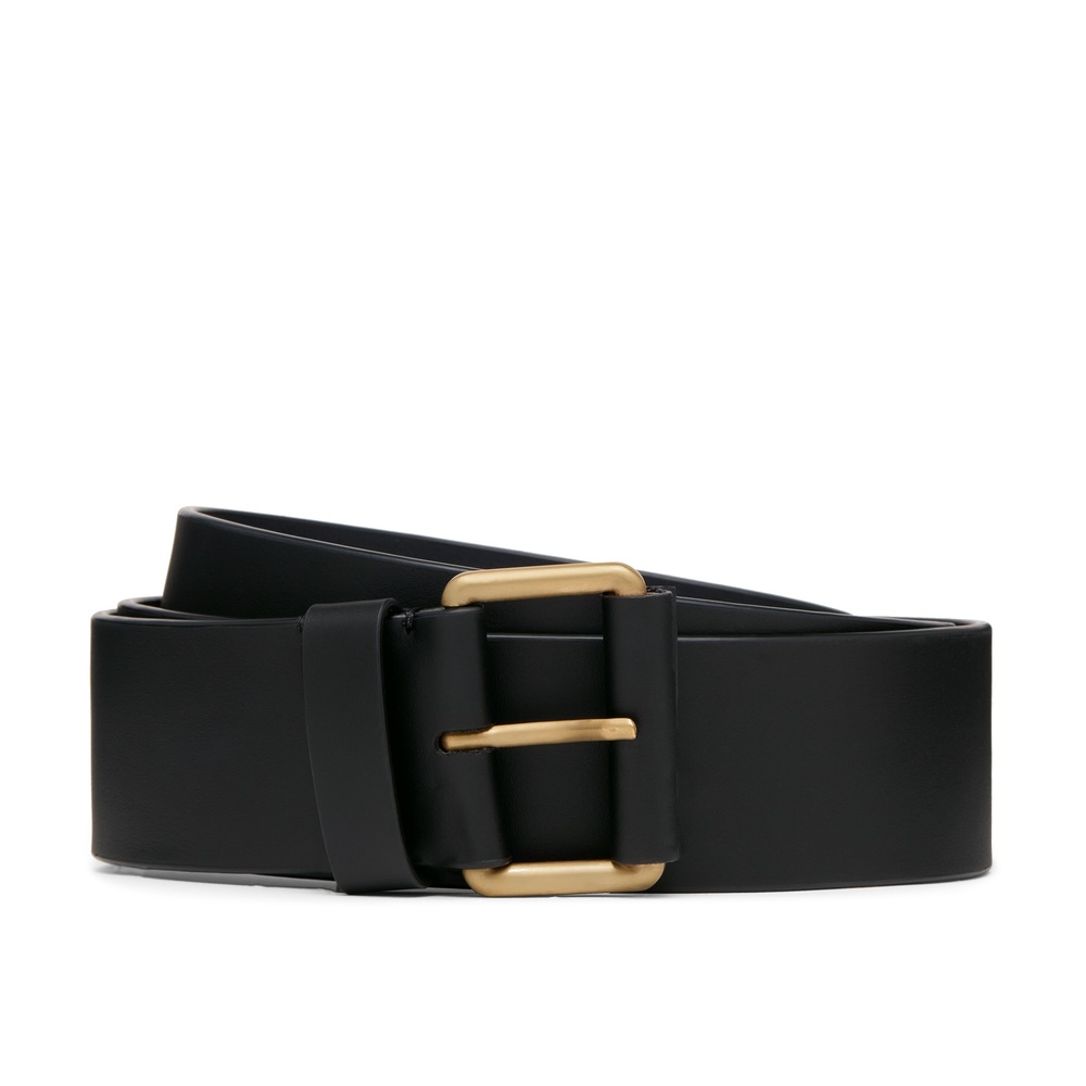 G. Label By Goop Classic Trouser Belt In Black,brushed Gold