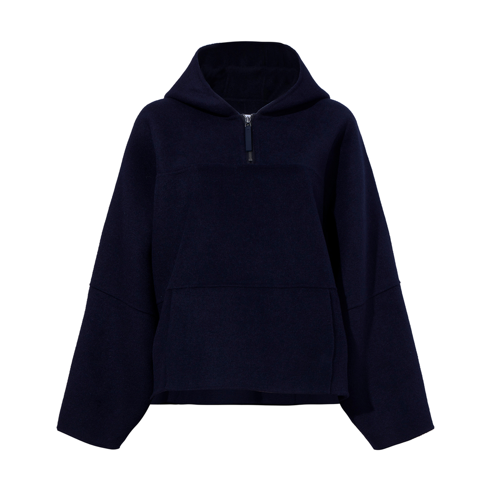 Proenza Schouler White Label Isaac Double-faced Wool Hoodie In Ink,black