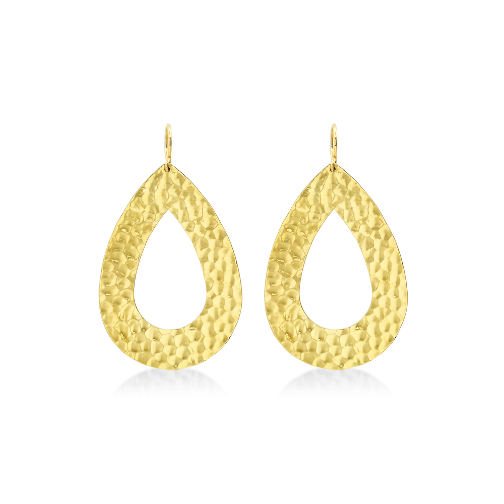 Jennifer Meyer Large Hammered Teardrop Earrings In 18k Yellow Gold