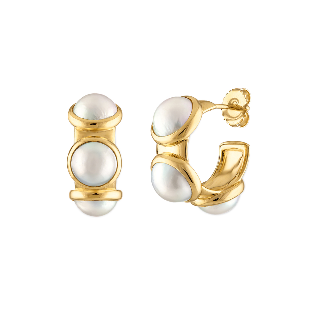 Jade Ruzzo Vic 18k Yellow Gold Pearl Earrings In 18k Yellow Gold,9mm Mabe Pearl