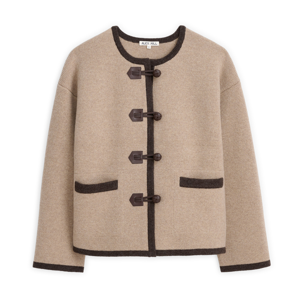 Alex Mill Aubrey Sweater Jacket In Merino Wool In Oatmeal