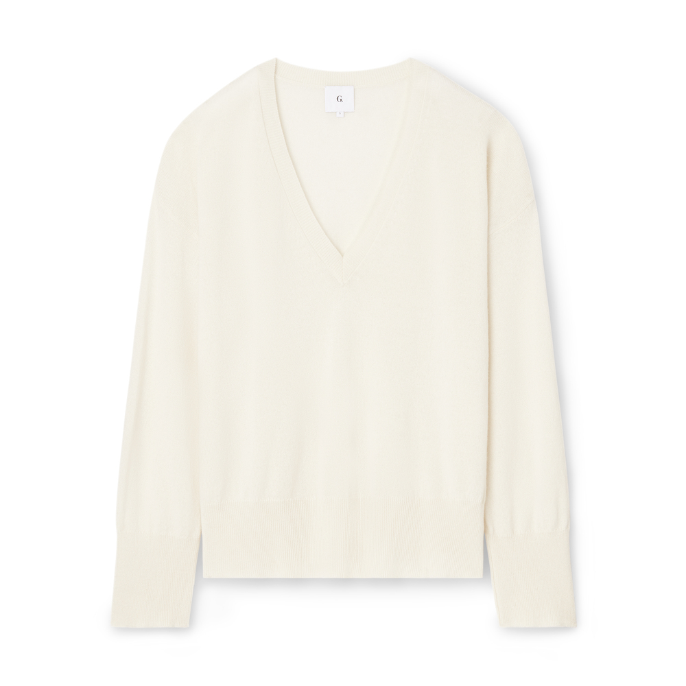 G. Label By Goop The Boyfriend V-neck Sweater In Ivory