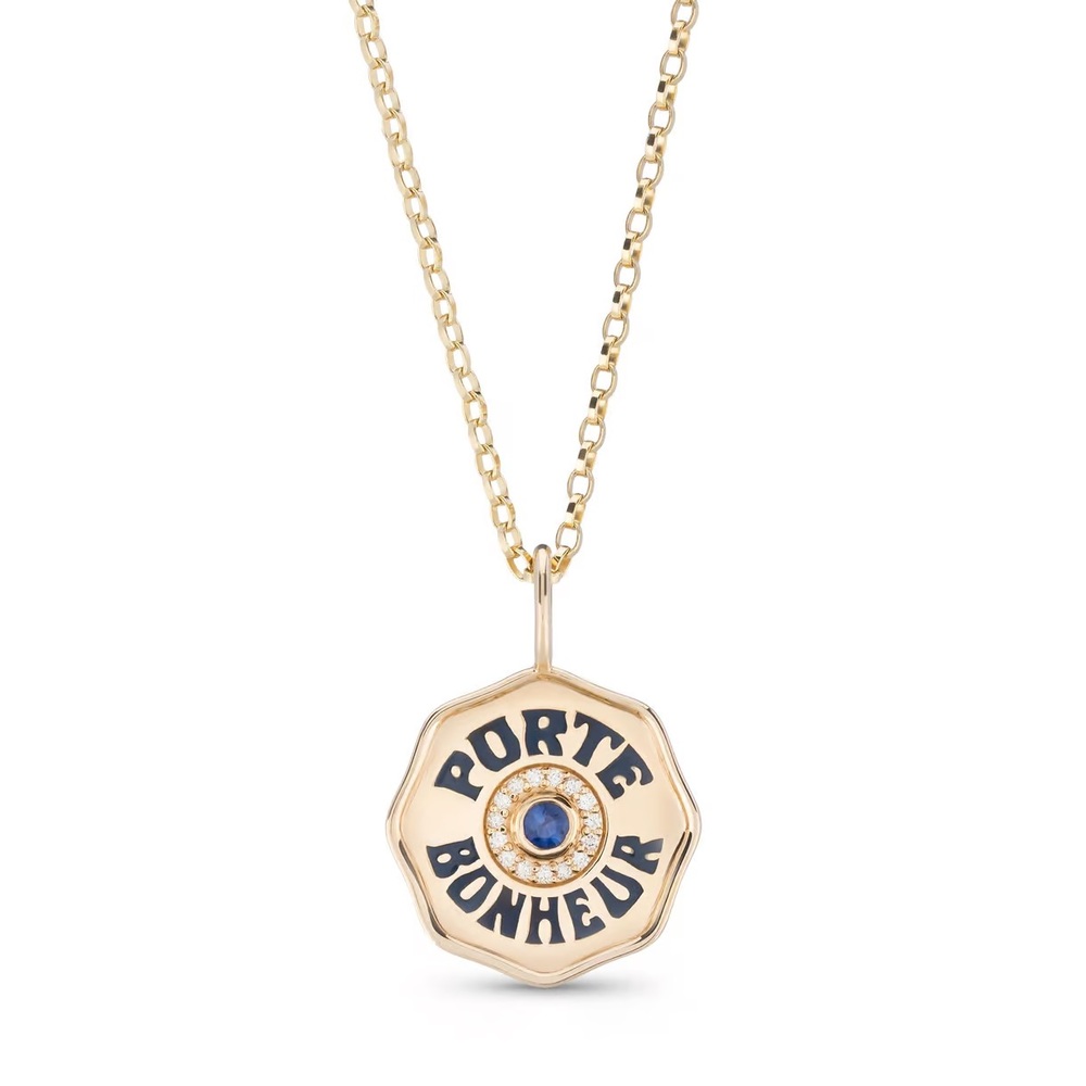 Marlo Laz Mini Porte Bonheur Diamond Necklace In Blue Sapphire