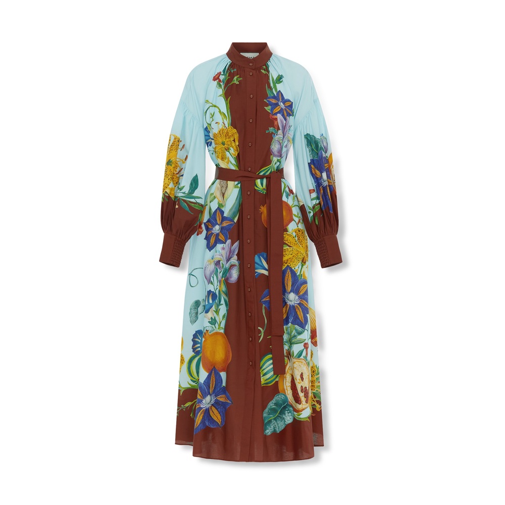 Alemais Dahlia Printed Cotton-blend Midi Shirt Dress In Multi