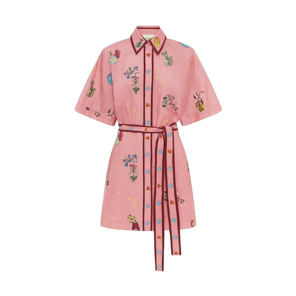 Alemais Timmy Embroidered Minidress In Pink