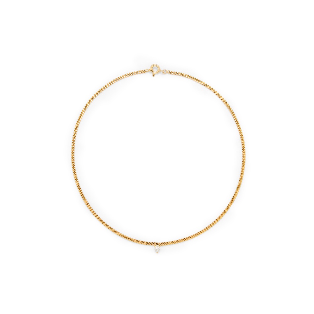 Yvonne Léon Floating Diamond Gourmette Necklace In 18k Yellow Gold,diamond