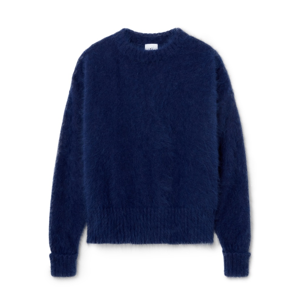 G. Label By Goop Oversize Angora Crew In Cobalt Blue