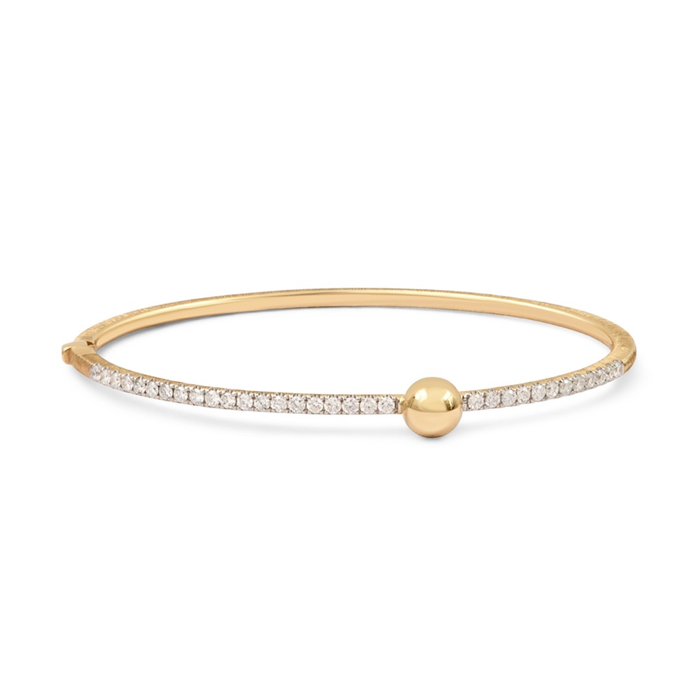 Rainbow K Pavé Ball Bangle Bracelet In 14k Gold And Diamonds
