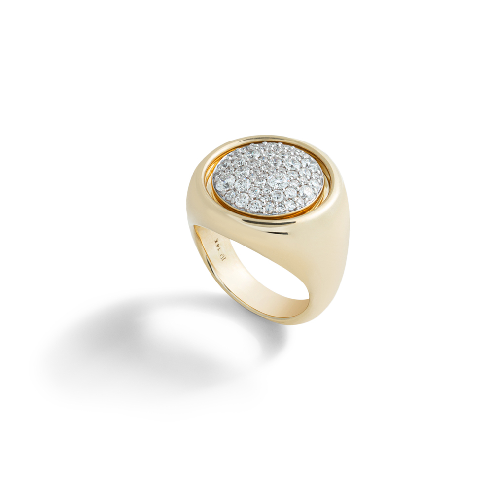 Lucy Delius Jewellery Smartie Ring In 14kt Yellow Gold,white Diamonds