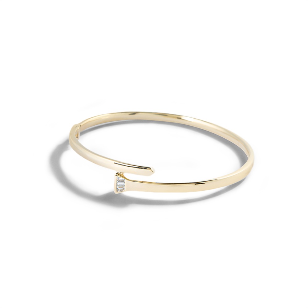 Lucy Delius Jewellery The Lucky One Gold And Diamond Bangle Bracelet In 14kt Yellow Gold,white Diamonds