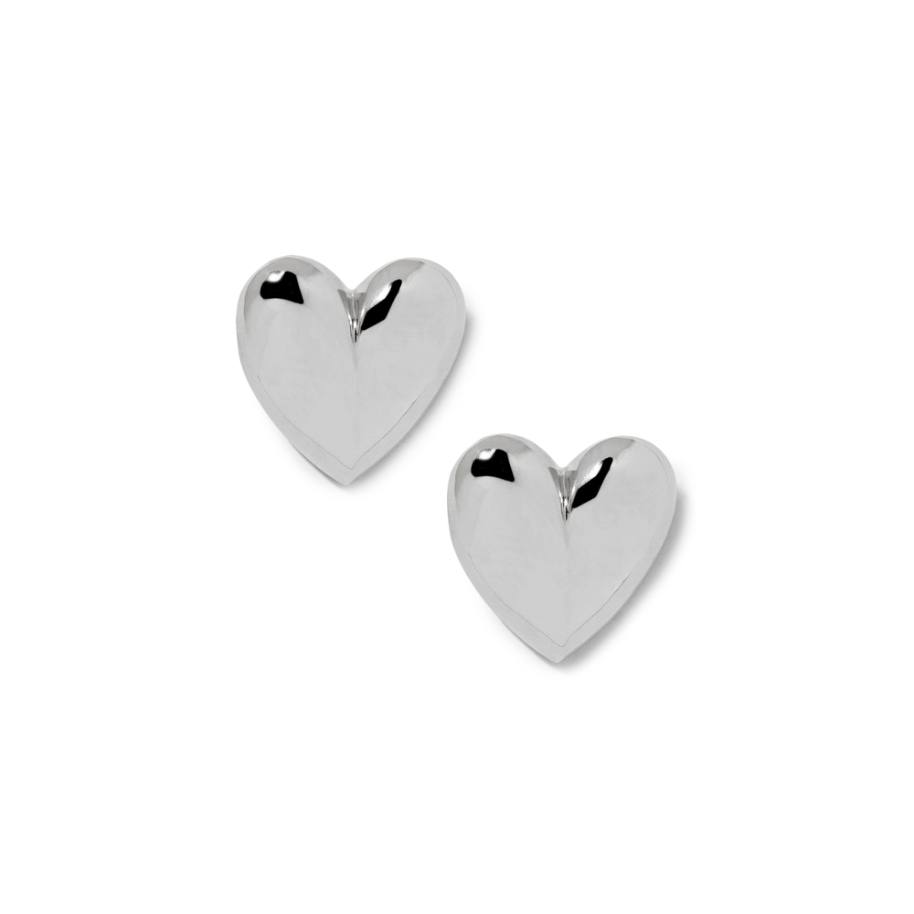 Jennifer Fisher Puffy Heart 14kt White Gold Earrings In Silver