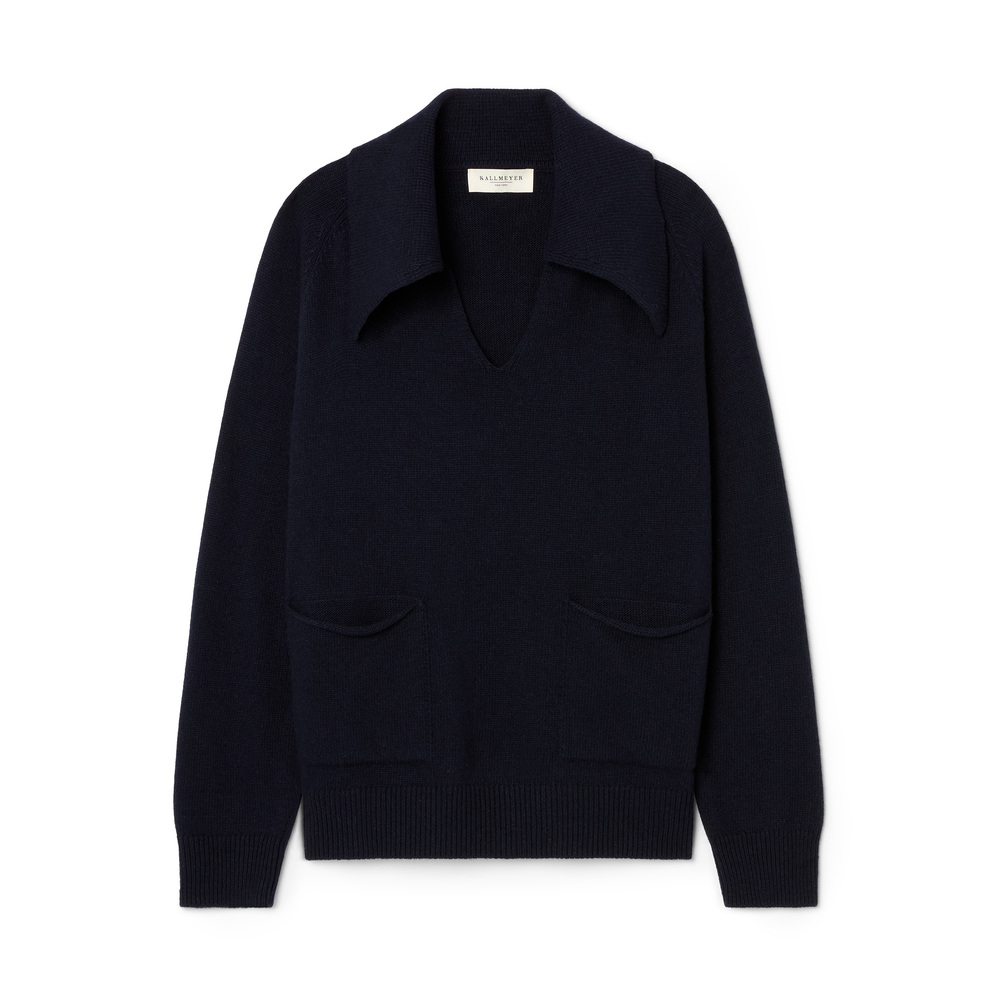 Kallmeyer Betina Collared Sweater In Navy