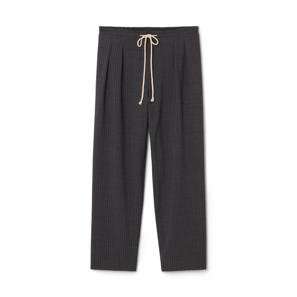 Maria Mcmanus Cosy Drawstring Pant In Charcoal Pinstripe