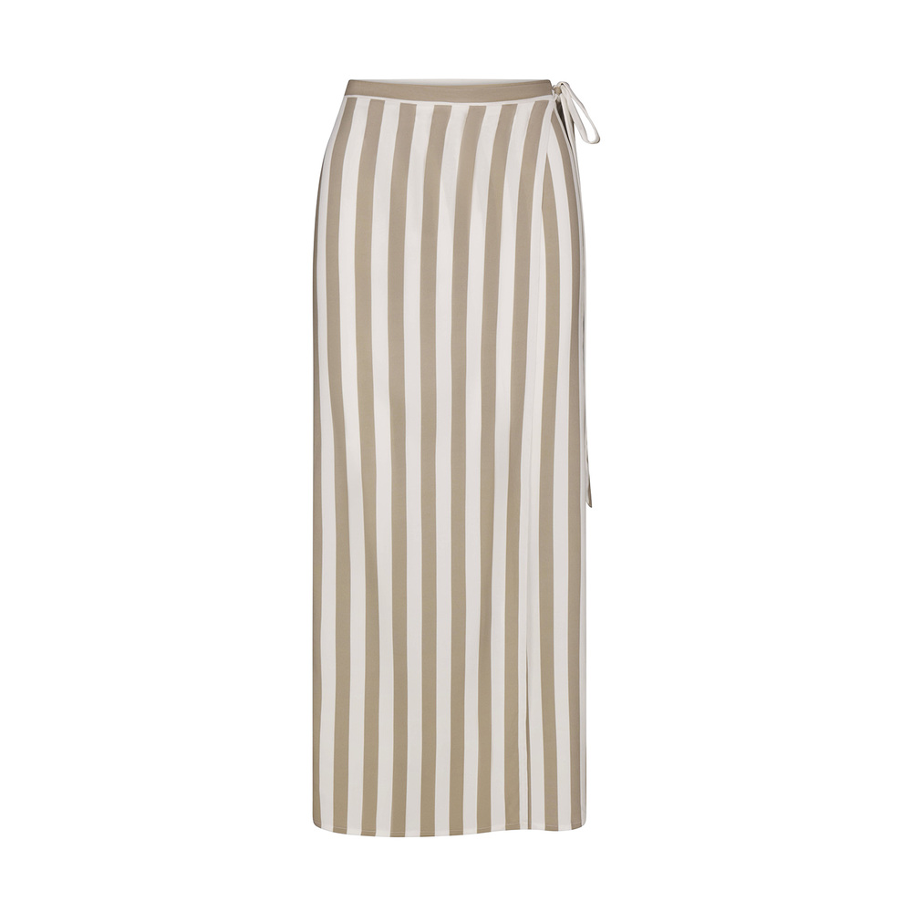 Anemos Wrap Maxi Skirt In Natural & White Stripe