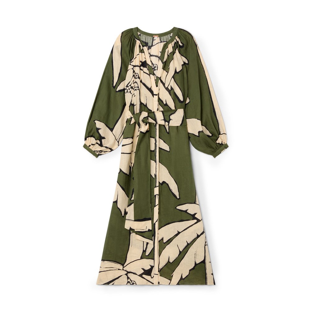 Johanna Ortiz Weaving Weves Dress In Swim Salty Palms-green-ecru-black