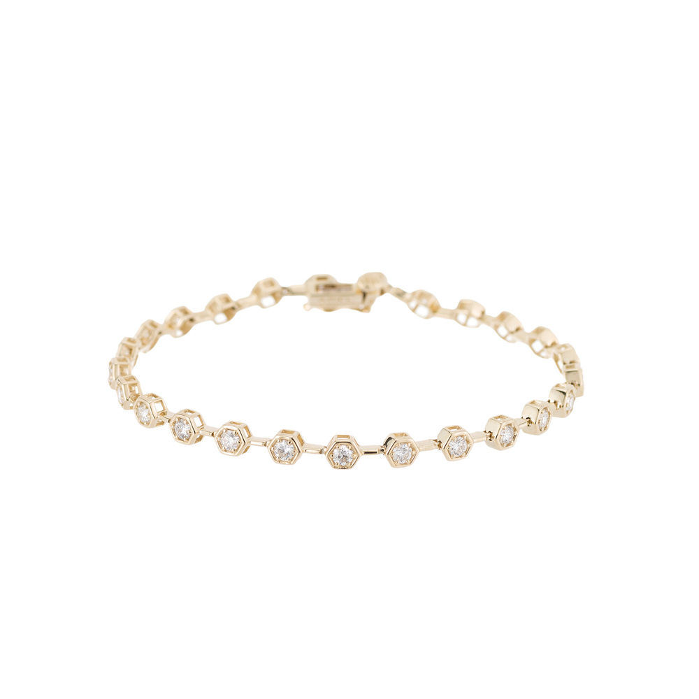 Ariel Gordon Jewelry Diamond Hex Tennis Bracelet In Yellow Gold