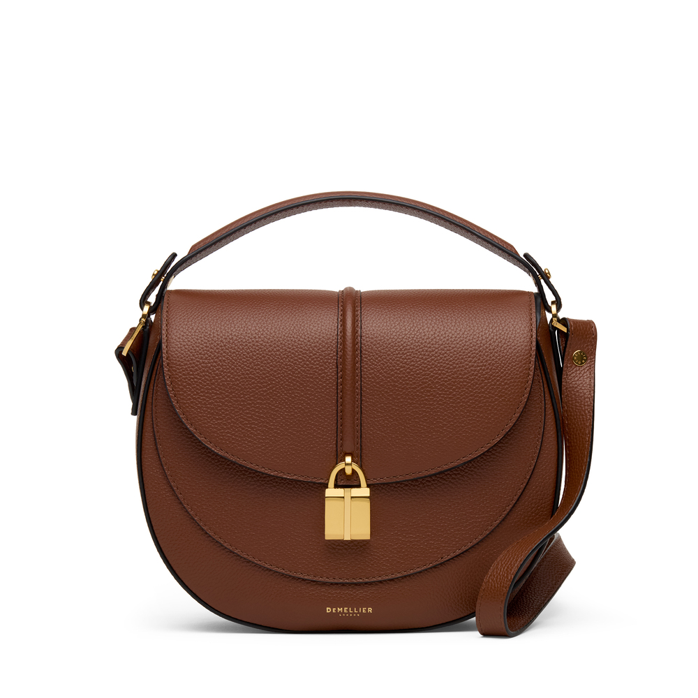 Demellier The Sienna Saddle In Tan Small Grain